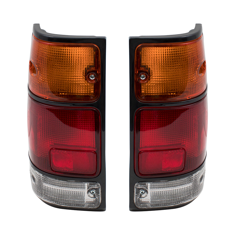 Brock Replacement Driver and Passenger Taillights Tail Lamps w/ Black Trim Compatible with 88-95 Pickup Truck 8971210730 8971210720