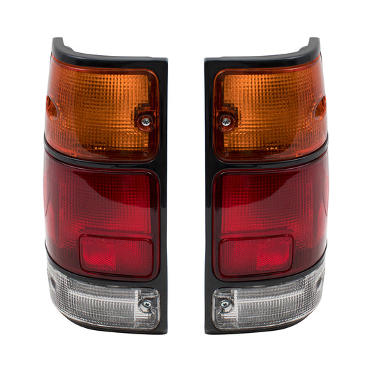 Brock Replacement Driver and Passenger Taillights Tail Lamps w/ Black Trim Compatible with 88-95 Pickup Truck 8971210730 8971210720