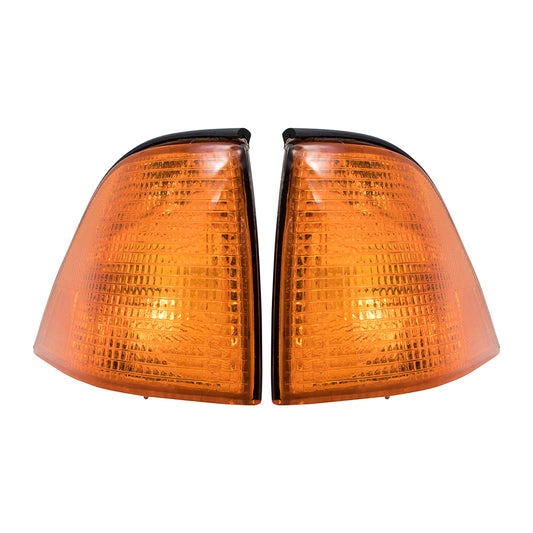 Brock Replacement Driver and Passenger Park Signal Corner Marker Lights Lamps Lenses Compatible with 92-99 3 Series 63138353283 63138353284