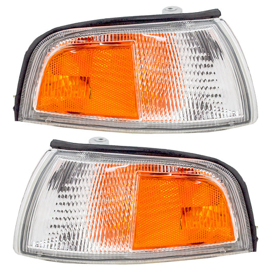 Brock Replacement Driver and Passenger Park Signal Corner Marker Lights Lamps Lenses Compatible with 97-01 Mirage MR296305 MR296306