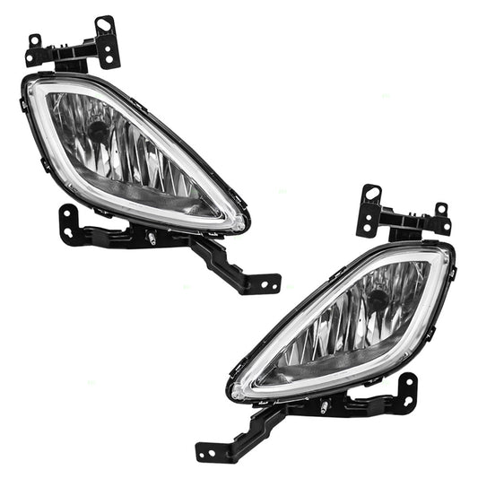 Brock Replacement Driver and Passenger Fog Lights Lamps Compatible with 2011-2013 Eleantra Sedan 92201-3X020 92202-3X020