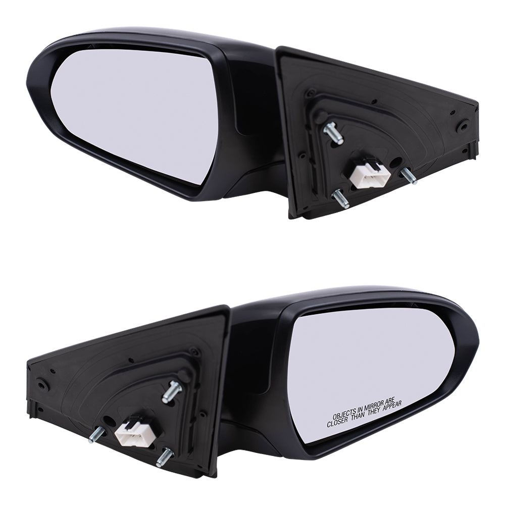 Brock Replacement Set Power Mirrors Heated with Blind Spot Glass Compatible with 2017 2018 Elantra Sedan