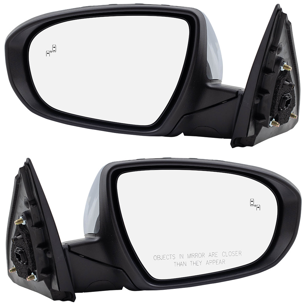 Brock Replacement Chrome Pair Side View Mirrors Compatible with 2014-2015 Optima Power Folding Set Heated Signal Blind Spot Detection 876104C550 876204C550