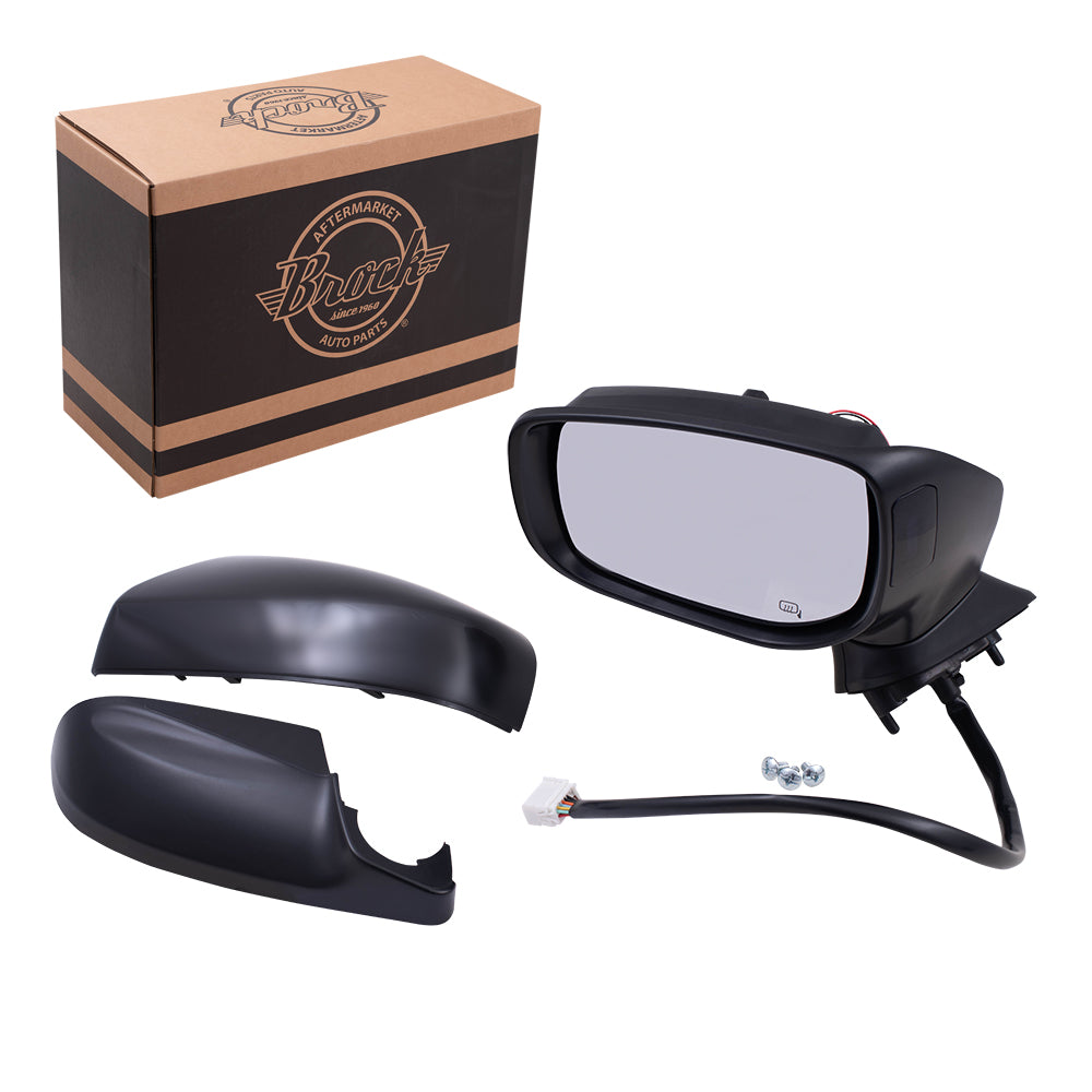 Brock Replacement Driver Power Side Mirror Heated with Blind Spot Detection Ready-to-Paint and Textured Black Covers Compatible with 2017-2020 Impreza