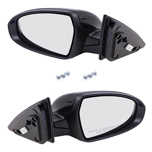 Brock Replacement Driver and Passenger Side Power Mirror Paint to Match Black with Heat-Signal without Blind Spot Detection Set Compatible with 20 Forte Sedan