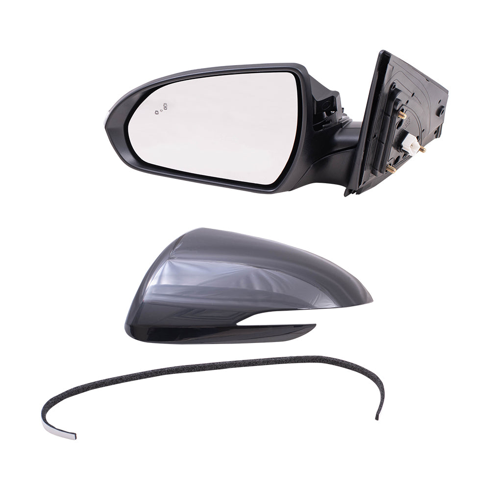 Brock Replacement Driver Side Power Mirror Paint to Match Black with Heat, Signal & Blind Spot Detection without Memory Compatible with 2017-2018 Hyundai Elantra Built in Korea ONLY