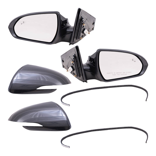 Brock Replacement Driver and Passenger Side Power Mirrors Paint to Match Black with Heat, Signal & Blind Spot Detection without Memory Compatible with 2017-2018 Hyundai Elantra Built in Korea ONLY