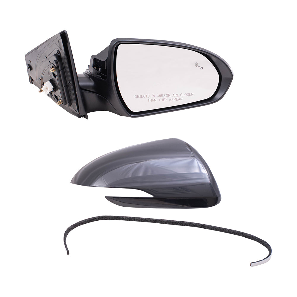 Brock Replacement Passenger Side Power Mirror Paint to Match Black with Heat, Signal & Blind Spot Detection without Memory Compatible with 2017-2018 Hyundai Elantra Built in Korea ONLY