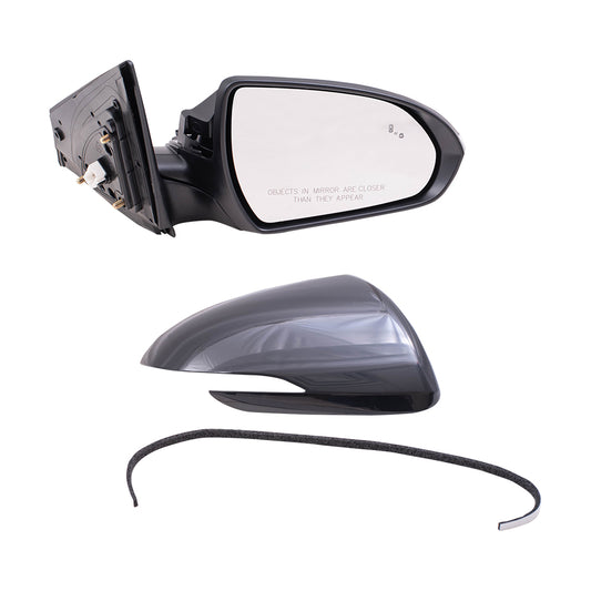 Brock Replacement Passenger Side Power Mirror Paint to Match Black with Heat, Signal & Blind Spot Detection without Memory Compatible with 2017-2018 Hyundai Elantra Built in Korea ONLY