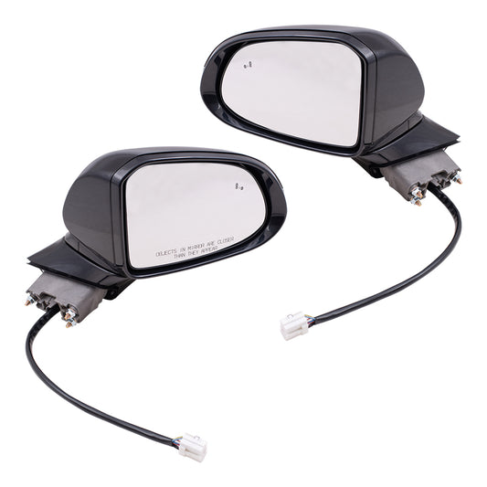 Brock Replacement Driver and Passenger Side Power Mirrors Textured Black with Heat and Signal without Camera Compatible with 2019 Santa Fe