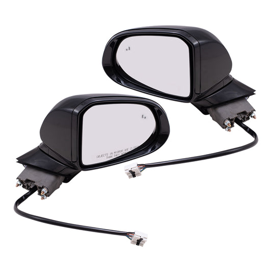 Brock Replacement Driver and Passenger Side Power Mirrors Textured Black with Heat without Signal or Camera Compatible with 2019 Santa Fe