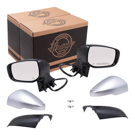 Brock Replacement Driver and Passenger Side Power Mirrors with Paint to Match Black Base & Silver Cover with Heat and Signal without Blind Spot Detection Compatible with 2018-2019 Legacy