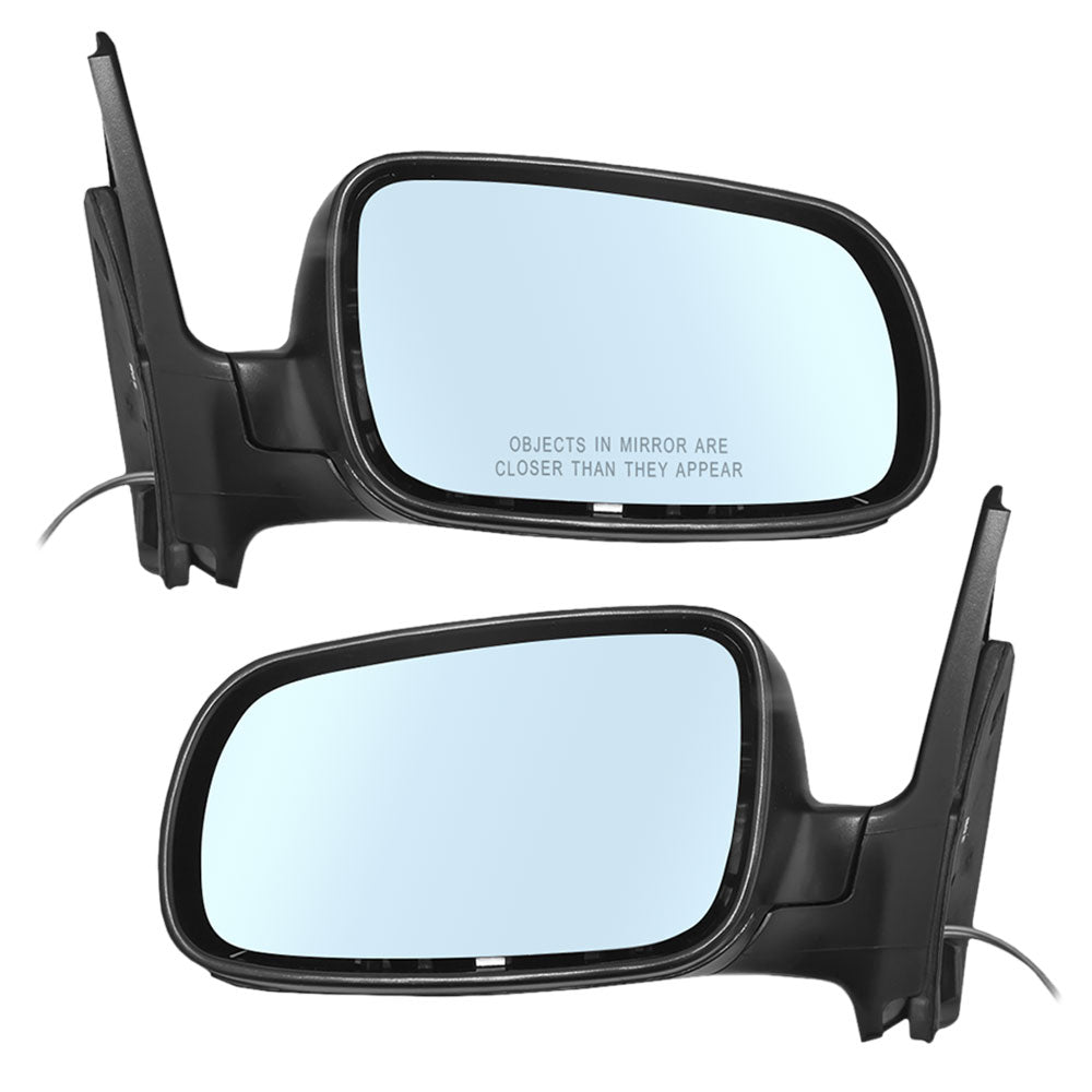 Brock Replacement Driver and Passenger Side Manual Remote Mirrors Paint to Match Black with Blue Tinted Glass without Heat Compatible with 1J1-857-507-01C 1J1-857-508-P01C