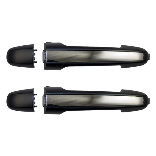 Brock Replacement Pair Set Outside Exterior Rear Door Handles Black Lever w/ Chrome Insert compatible with Sonata 82651-3K500