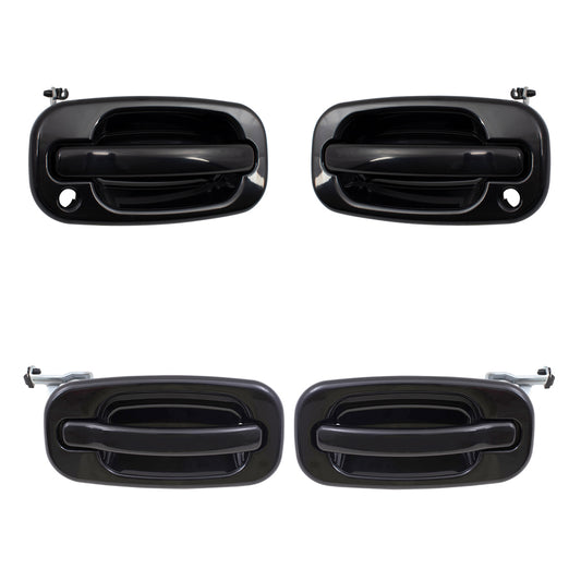 Brock Replacement Front and Rear Outside Door Handles Paint to Match Black 4 Piece Set Compatible with 2000-2007 Various Model Trucks & SUVs