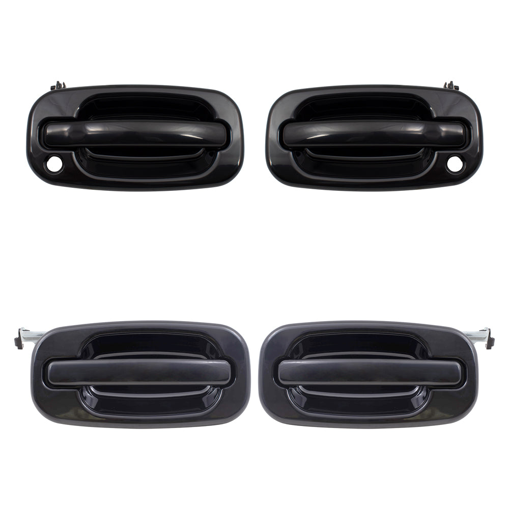 Brock Replacement Front and Rear Outside Door Handles Paint to Match Black 4 Piece Set Compatible with 2000-2007 Various Model Trucks & SUVs