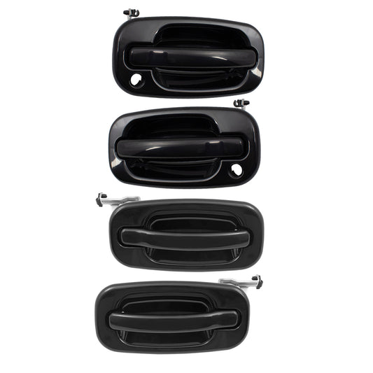 Brock Replacement 4 Pc Set Outside Door Handles Front & Rear 01-07 Silverado Sierra Crew Cab 05-07 Sierra Denali Pickup Truck Replaces 19245505 19245506 19245503 19245504