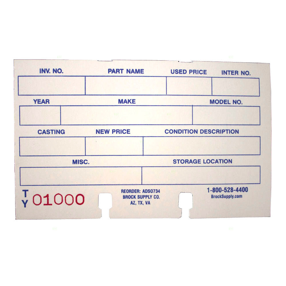 1000 Pc Box 2-Part Notched Inventory Tags 8 1/4" x 3" Reinforced Metal Eyelet w/ Wire, Laundry Pen & Brockmark Marker