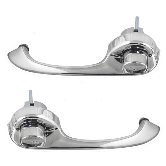 Brock Replacement Pair of Outside Outer Chrome Door Handles compatible with 3064225