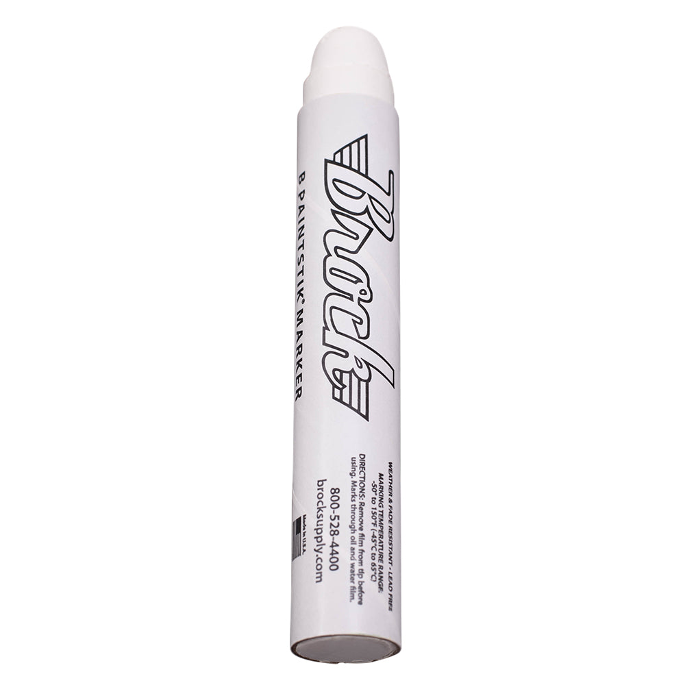 Brock White B Paintstik Marker - Multi-Purpose Permanent Solid Paint Marking Crayon For Oily-Wet-Dry-Cold Surfaces - Weather & UV Resistant – Dozen