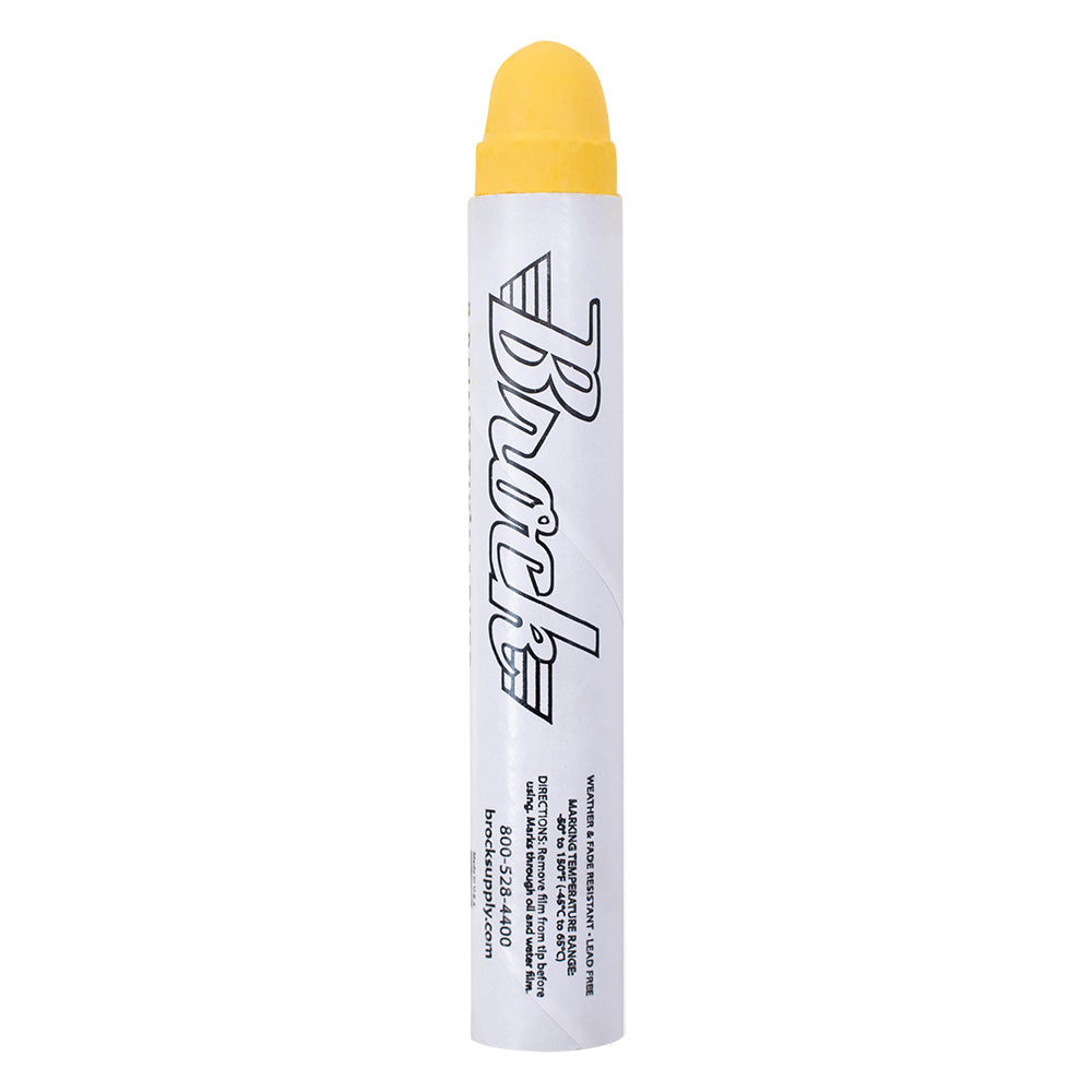 Brock Yellow B Paintstik Marker - Multi-Purpose Permanent Solid Paint Marking Crayon For Oily-Wet-Dry-Cold Surfaces - Weather & UV Resistant – Dozen