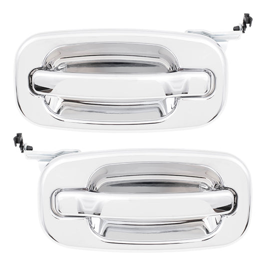 Brock Replacement Driver and Passenger Outside Outer Rear Chrome Specialty Door Handle compatible with SUV Pickup Truck