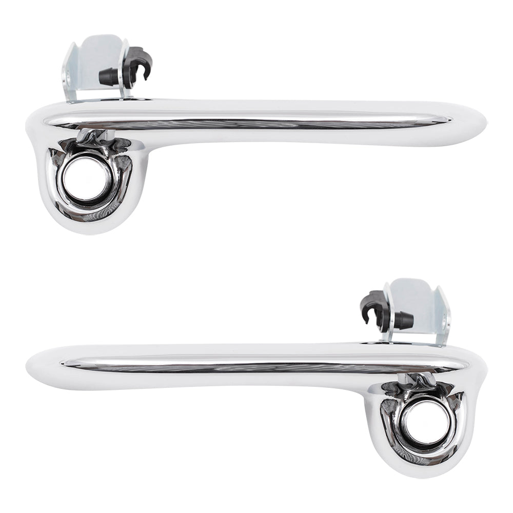 Brock Replacement Pair of Outside Outer Chrome Door Handles compatible with C4DZ-6222405A