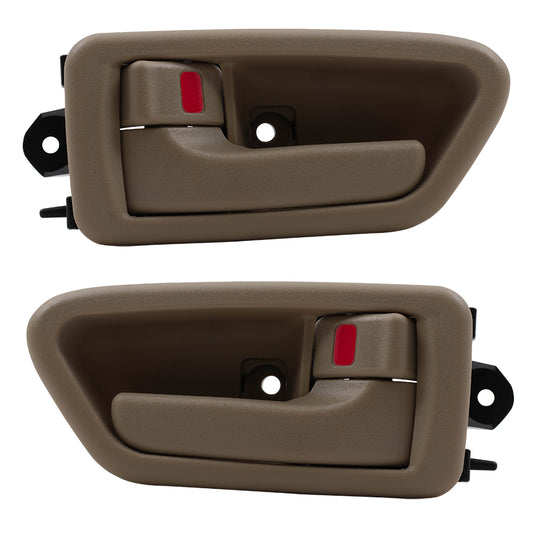 Brock Replacement Pair Set Beige Inside Interior Front Rear Door Handles w/ Keyholes Compatible with 1997-2001 Camry TO1352167 TO1353167