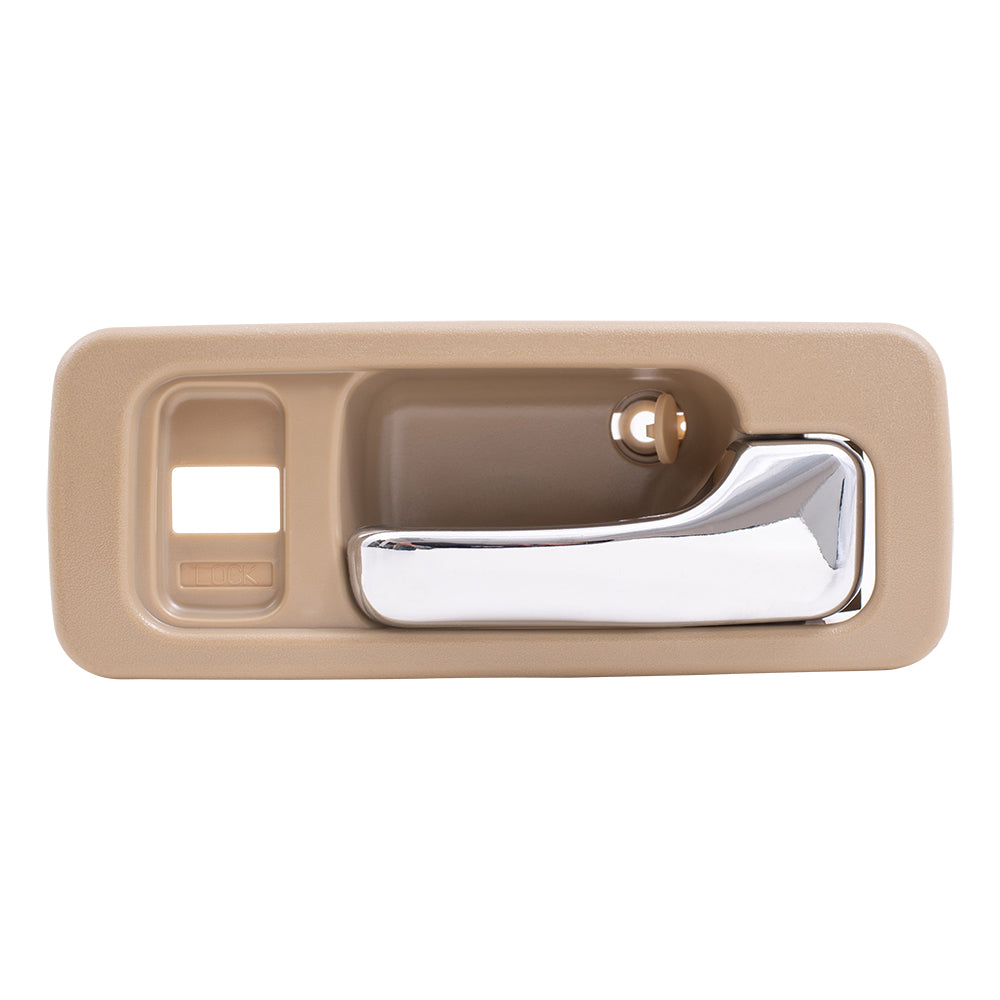 Brock Replacement Passengers Front Inside Tan & Chrome Power Door Handle w/ Lock Hole Compatible with Accord 72125SM4003ZE