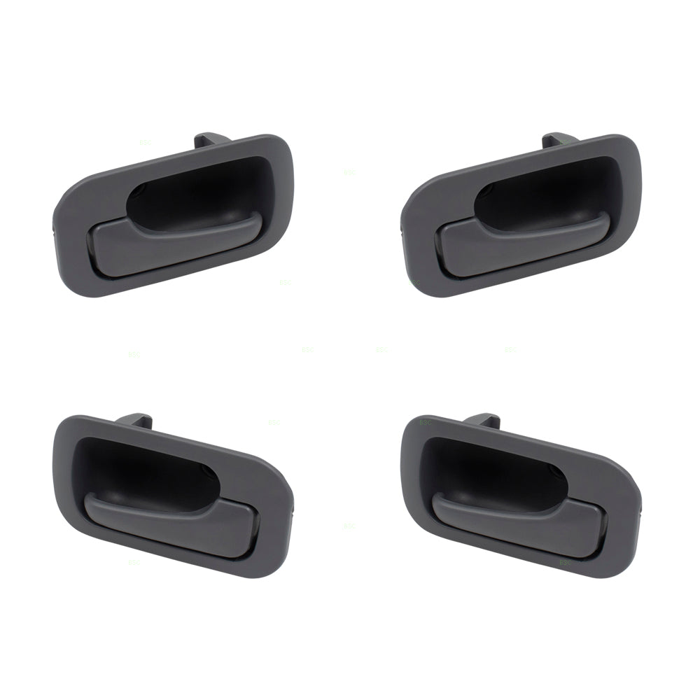 Brock Replacement Driver and Passenger Side Front and Rear Inside Grey Door Handles 4 Piece Set Compatible with 1992-1995 Civic Sedan