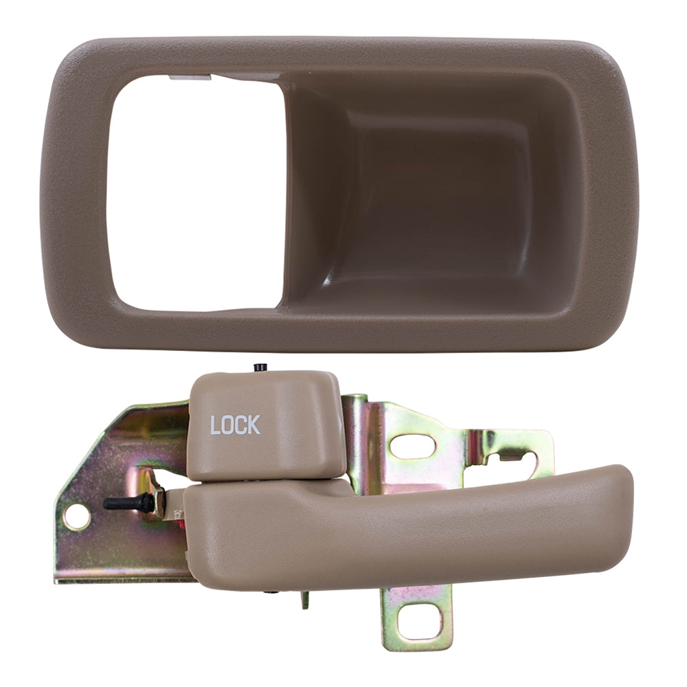 Brock Replacement Drivers Inside Interior Inner Beige Door Handle with Trim Bezel Compatible with 92-96 Camry 69278-32050-S4 69206-32071-J0