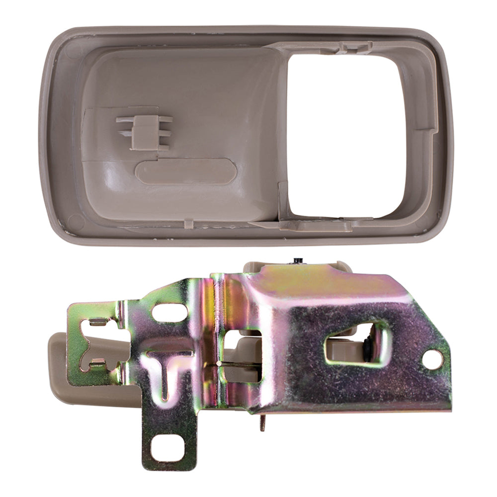 Brock Replacement Drivers Inside Interior Inner Beige Door Handle with Trim Bezel Compatible with 92-96 Camry 69278-32050-S4 69206-32071-J0