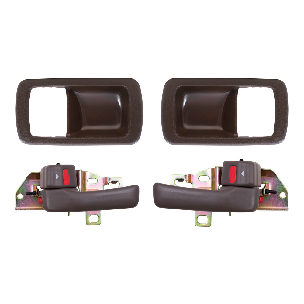 Brock Replacement 4 Piece Set of Inside Interior Brown Door Handles with Trim Bezel Compatible with 92-96 Camry 6927732060S4 6927832050S4 6920632071J0 6920532070W3