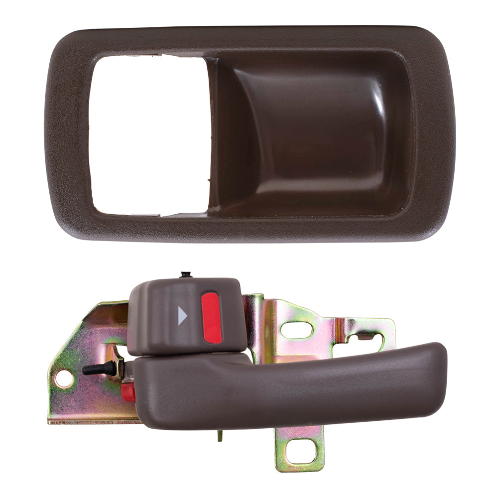 Brock Replacement Drivers Inside Interior Inner Brown Door Handle with Trim Bezel Compatible with 92-96 Camry 69278-32050-S4 69206-32071-J0