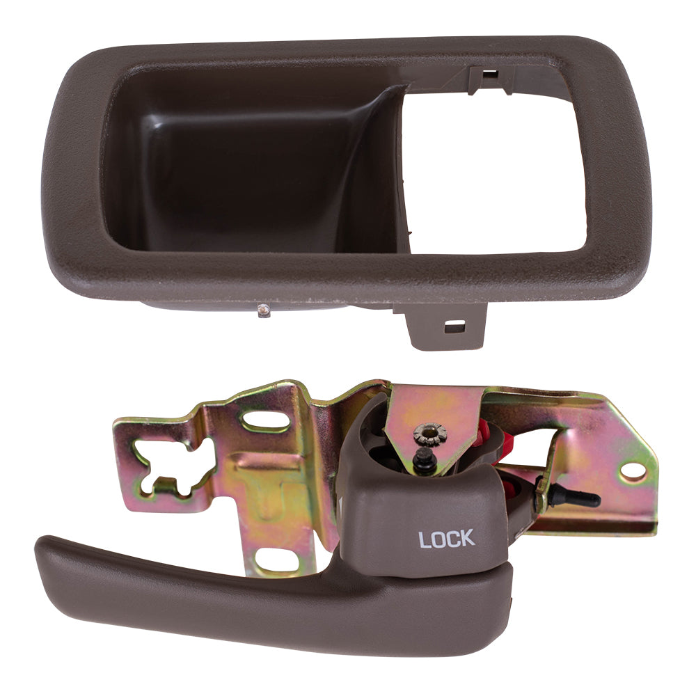 Brock Replacement Passengers Inside Interior Inner Brown Door Handle with Trim Bezel Compatible with 92-96 Camry 69277-32060-S4 69205-32070-W3