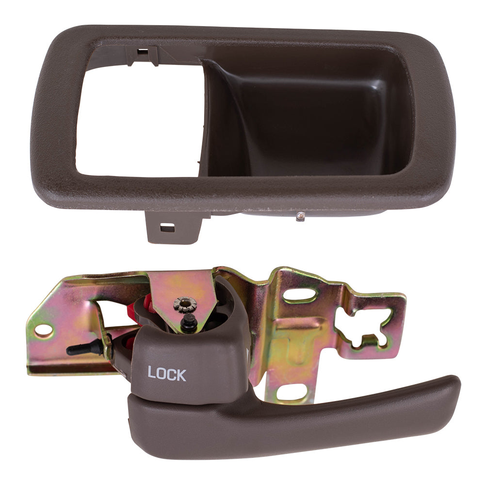 Brock Replacement Drivers Inside Door Handle with Bezel Brown Compatible with 92-96 Camry