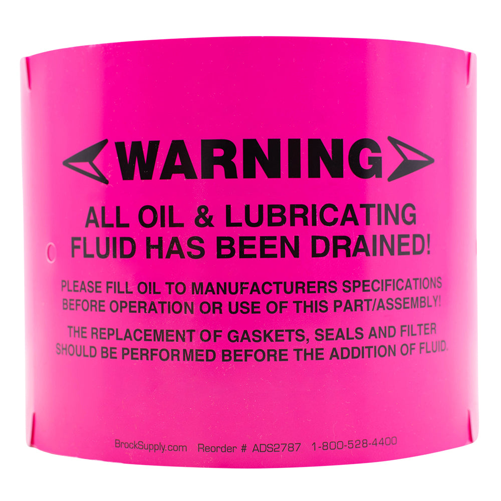 250 Pc Box Pink "Warning - Fluids Drained" Pre-Installation Tags 4" x 5 1/2" Weatherproof Polysteel Labels for Auto Repair Shop Salvage