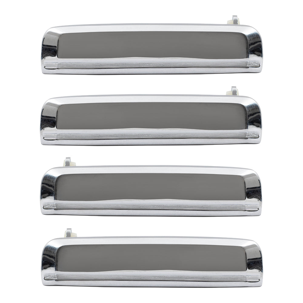 Brock Replacement Front and Rear Driver and Passenger Side Outside Chrome Door Handles 4 Piece Set Compatible with 1982-1986 Sentra 1986-1994 D21 1995-1997 Truck