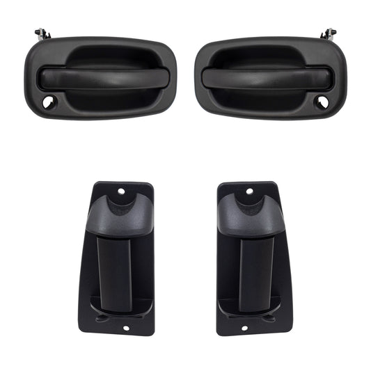 Brock Replacement Front and Rear Outside Door Handles 4 Piece Set Compatible with 1999-2007 Silverado/ 1999-2007 Sierra/ 2002-2004 Sierra Denali Extended Cab ONLY