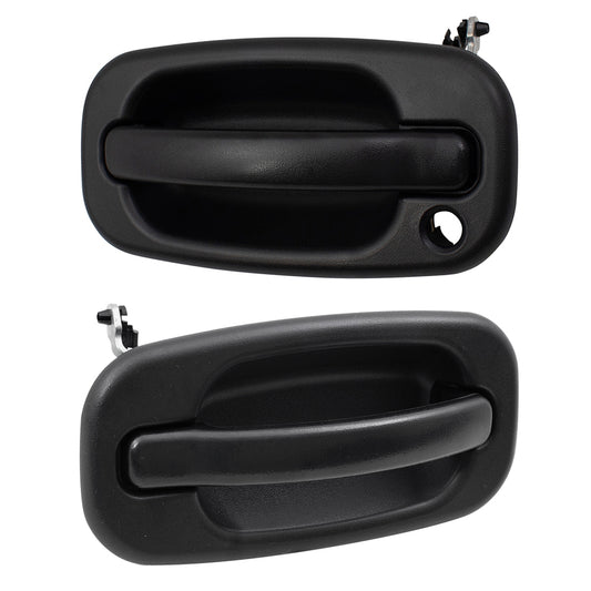 Brock Replacement Pair Set Front Outside Exterior Door Handles Compatible with 99-07 GM SUV Pickup Truck 19356468 15182406