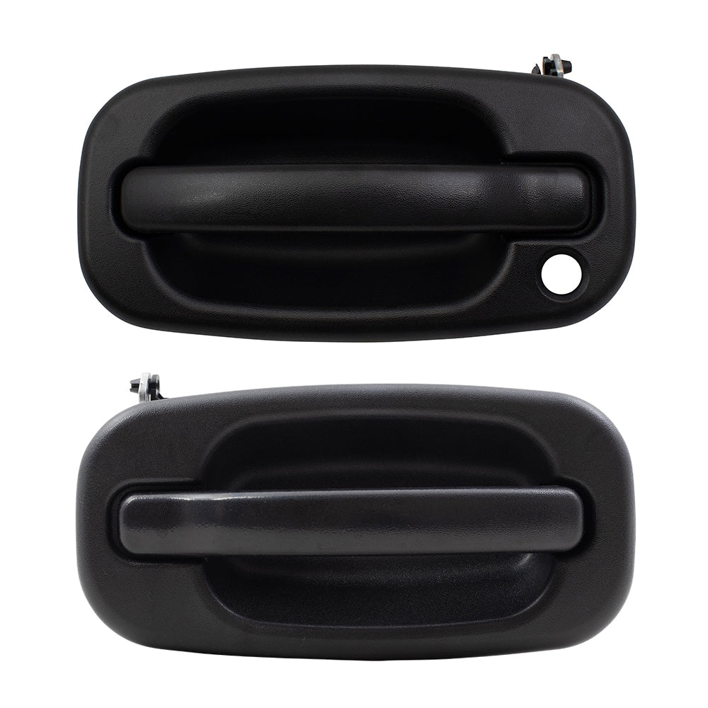 Brock Replacement Pair Set Front Outside Exterior Door Handles Compatible with 99-07 GM SUV Pickup Truck 19356468 15182406