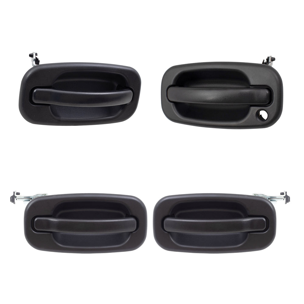 Brock Replacement Front and Rear Outside Door Handles 4 Piece Set Compatible with 2000-2007 Various Model Trucks & SUVs