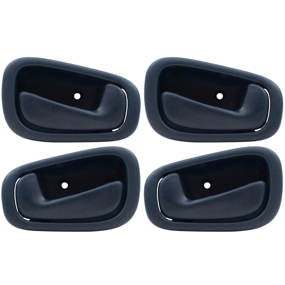 Brock Replacement 4 Piece Set Blue Inside Interior Front & Rear Door Handles Compatible with 98-02 Corolla Prizm