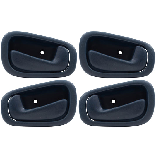 Brock Replacement 4 Piece Set Blue Inside Interior Front & Rear Door Handles Compatible with 98-02 Corolla Prizm