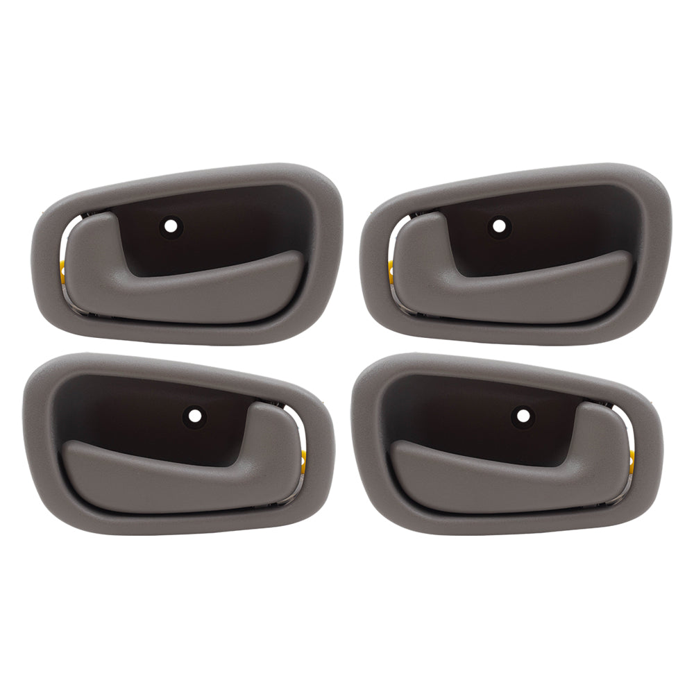 Brock Replacement 4 Piece Set Gray Inside Interior Front & Rear Door Handles Compatible with 98-02 Prizm Corolla