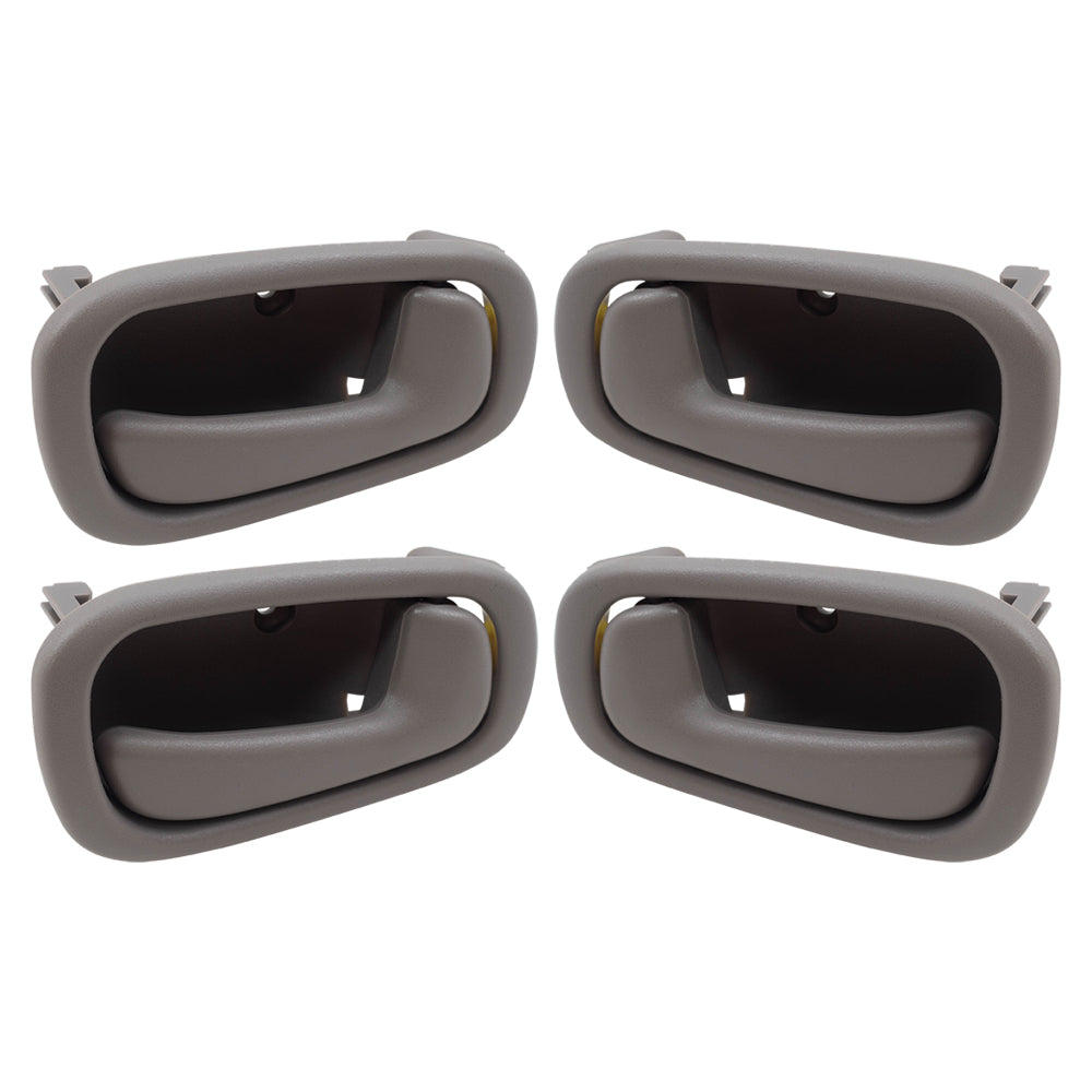 Brock Replacement 4 Piece Set Gray Inside Interior Front & Rear Door Handles Compatible with 98-02 Prizm Corolla