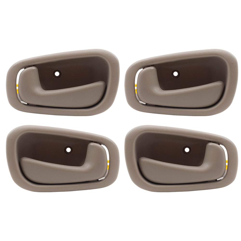 Brock Replacement 4 Piece Set Tan Inside Interior Front & Rear Door Handles Compatible with 98-02 Corolla Prizm