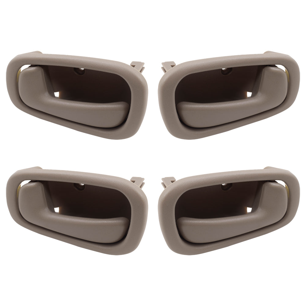 Brock Replacement 4 Piece Set Tan Inside Interior Front & Rear Door Handles Compatible with 98-02 Corolla Prizm