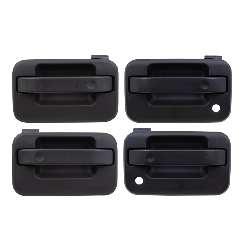 Brock Replacement 4 Pc Outside Door Handles Textured Set compatible with 04-13 F150 Crew Cab