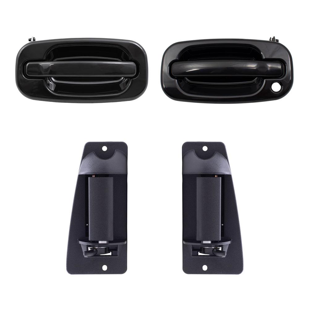 Brock Replacement Front and Rear Outside Door Handles 4 Piece Set Compatible with 1999-2007 Silverado & 1999-2007 Sierra Extended Cab ONLY